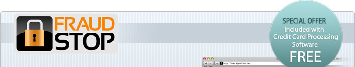 FraudStop special offer, included free with credit card processing software.